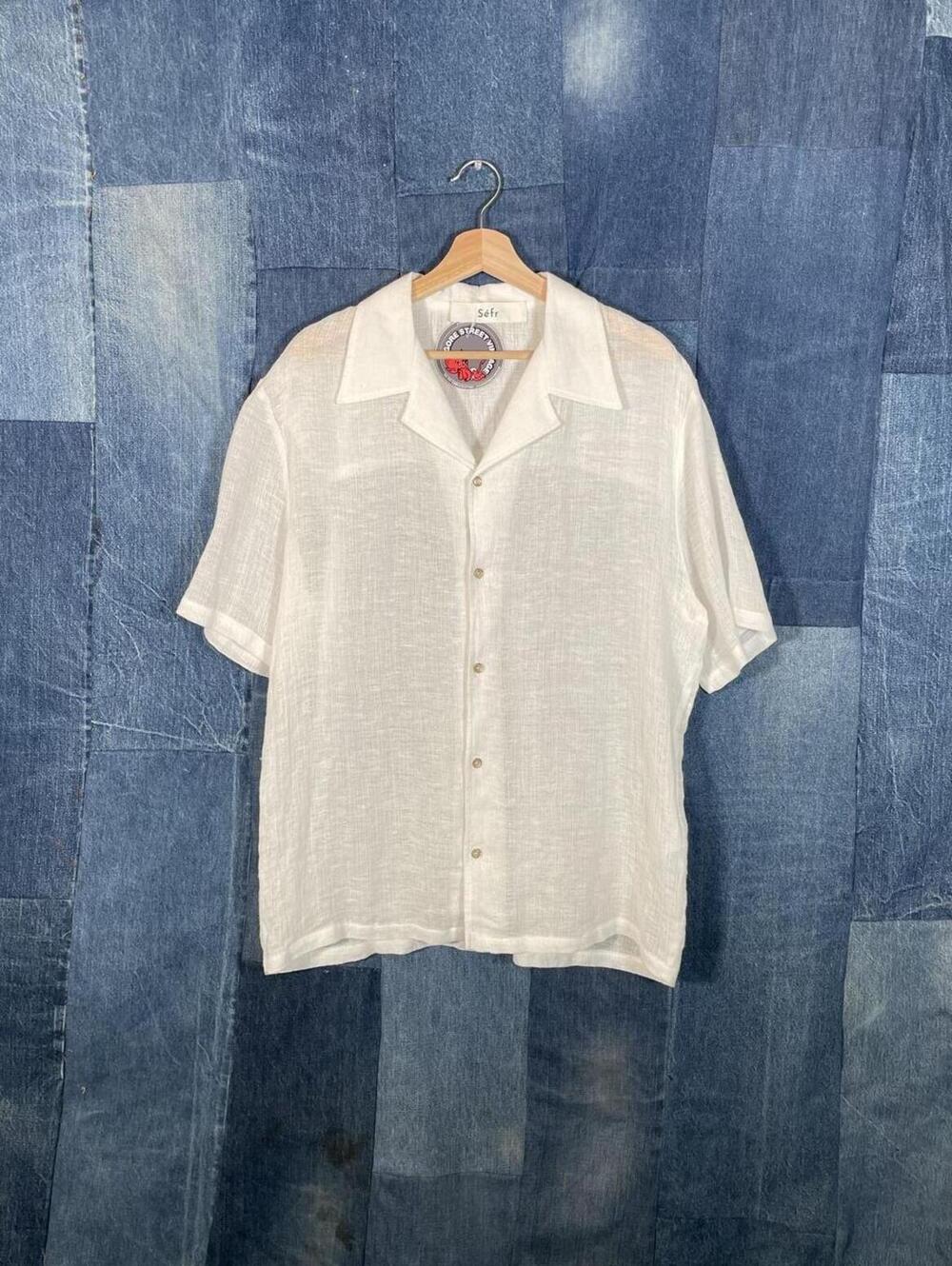 Sefr Cotton/linen Sheer White Short Sleeve Button Up *As Is*